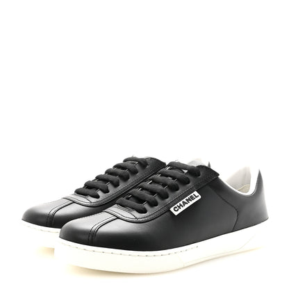 Chanel Calfskin CC Womens Sneakers 37 Black 4 of 10