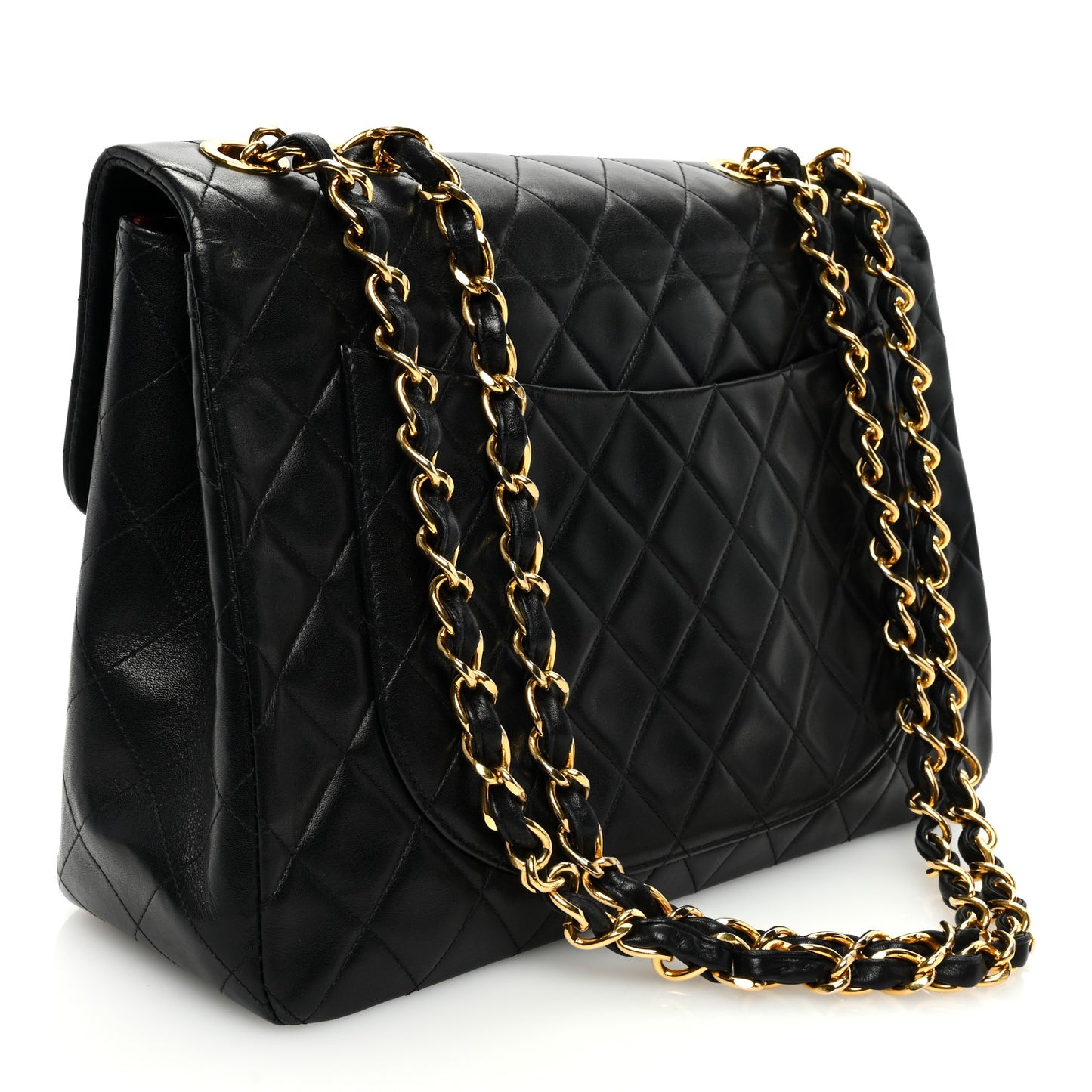 Lambskin Quilted XL Jumbo Single Flap Black