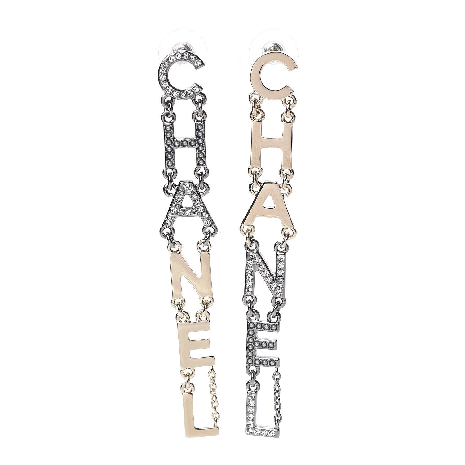 Chanel Crystal Pearl Bright Young Things Earrings Gold Ruthenium 1 of 5