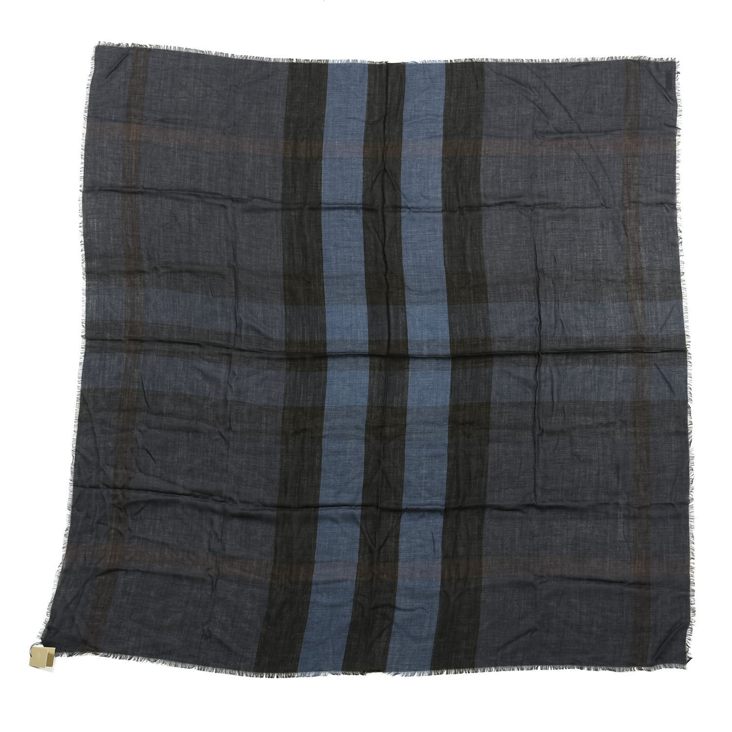 Silk Modal Wool London Check Lightweight Travel Square Navy