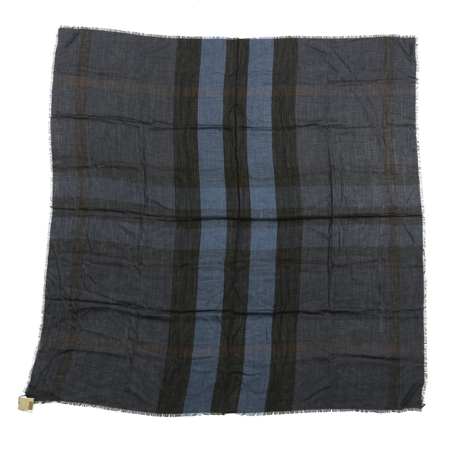 Burberry Silk Modal Wool London Check Lightweight Travel Square Navy 1 of 3