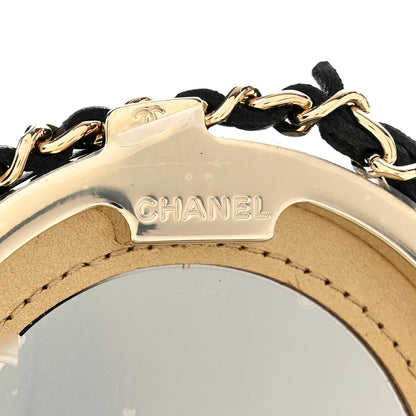 Chanel Lambskin Enamel Quilted Round Poker Chip Clutch With Chain Black White 6 of 11