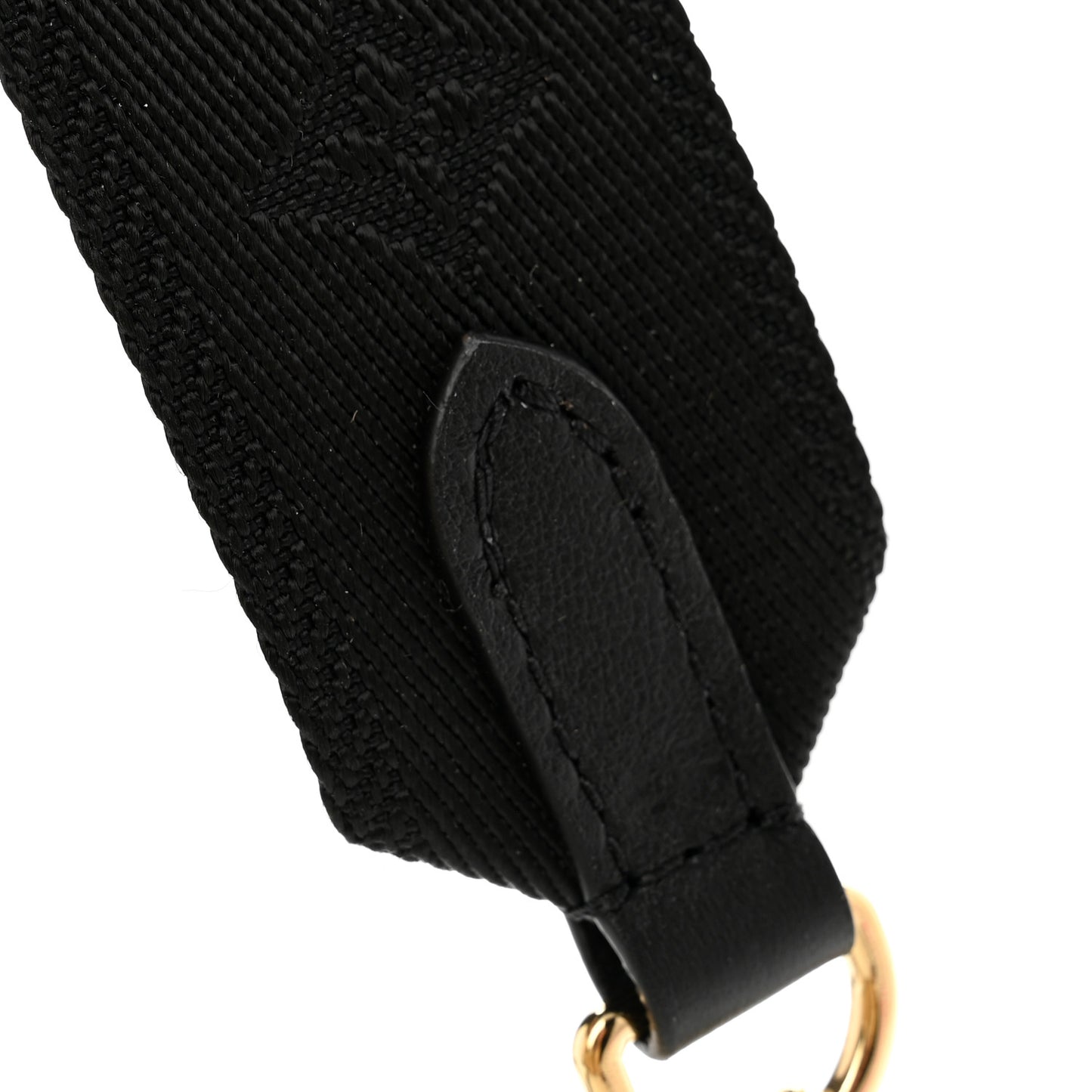 Nylon Calfskin Bubblegram Wallet Strap Black