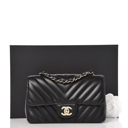 Chanel Lambskin Chevron Quilted Mini Rectangular Flap Black 8 of 8