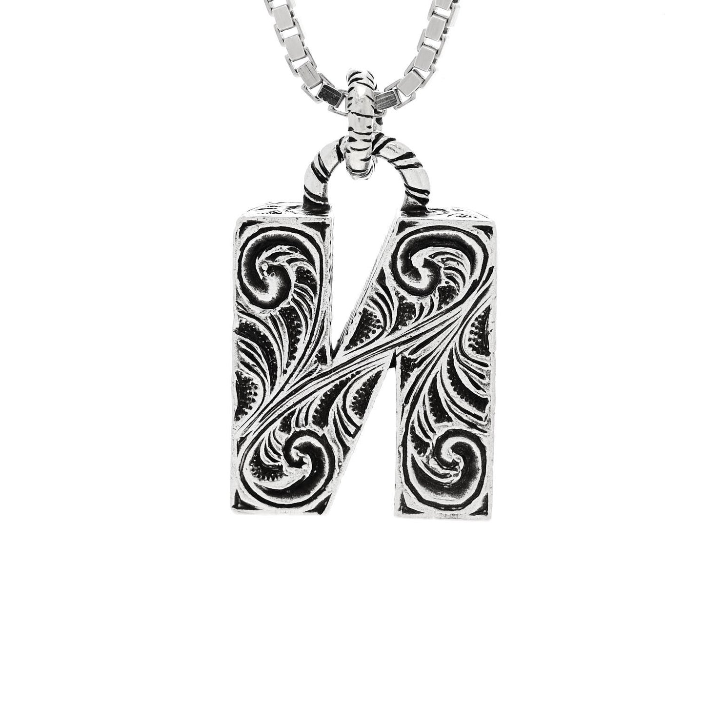 Sterling Silver Letter N Pendant Necklace