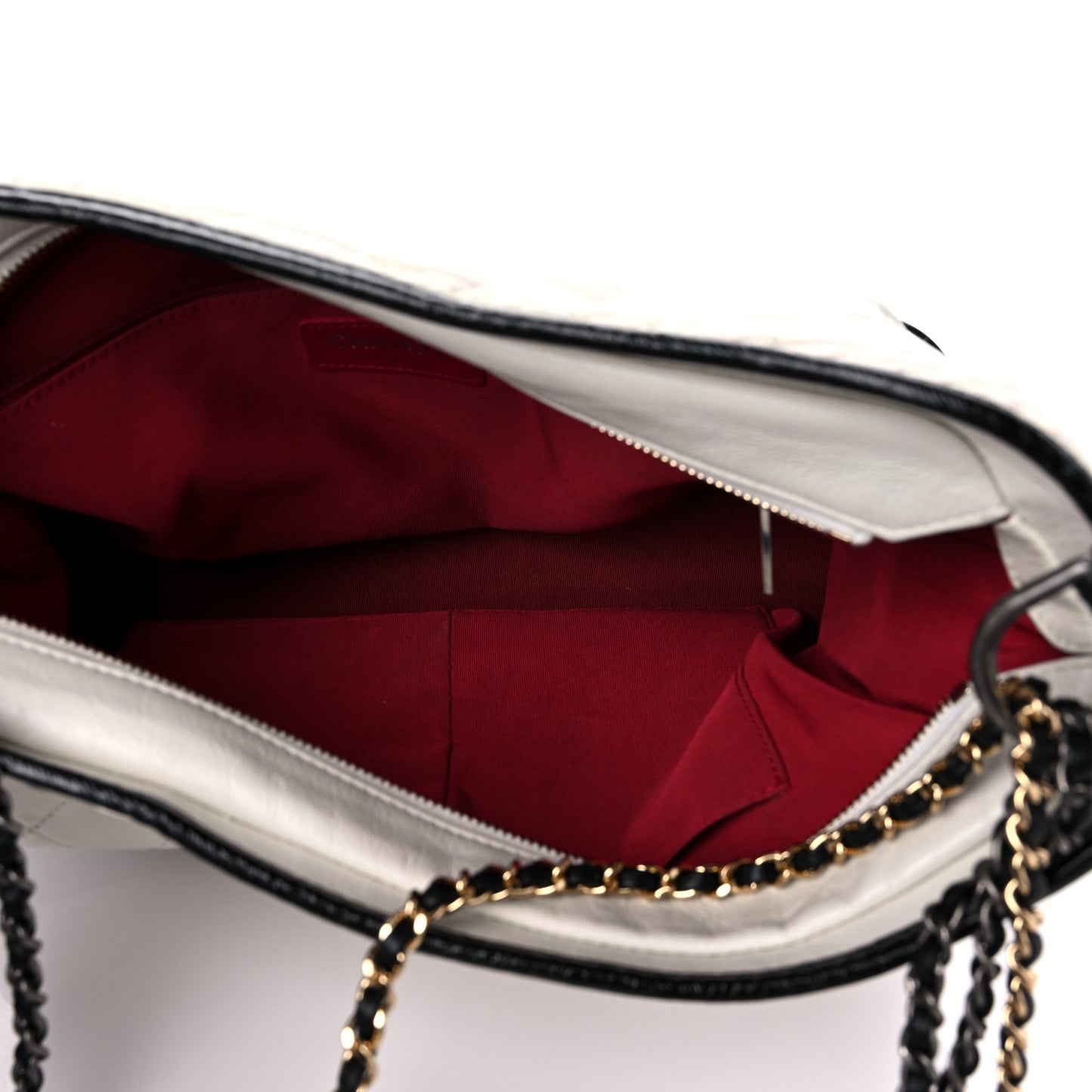 Aged Calfskin Quilted Large Gabrielle Hobo White Black