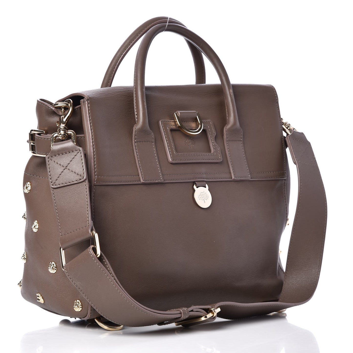 Calfskin Studded Medium Cara Delevingne Convertible Satchel Taupe
