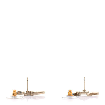 Chanel Crystal Pearl Signature Stud Earrings Gold 3 of 4