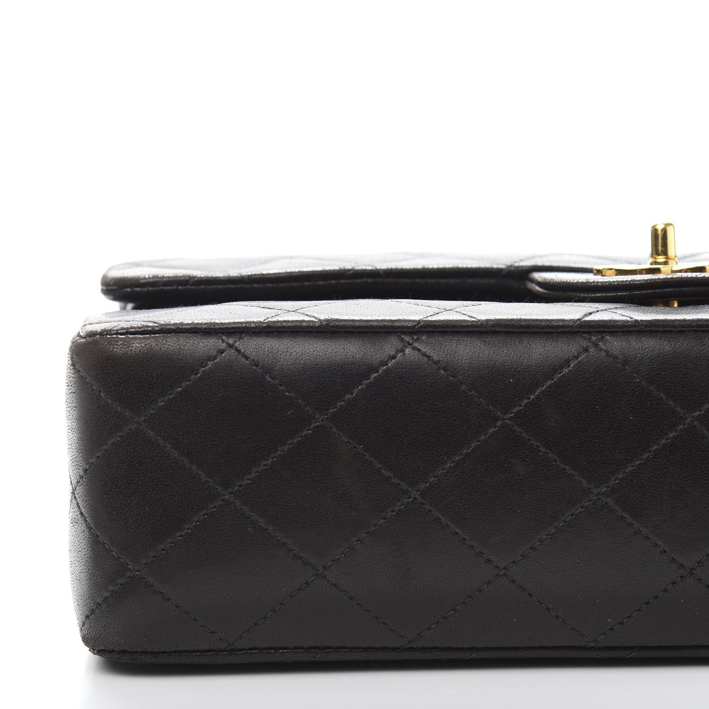 Lambskin Quilted Medium Double Flap Black