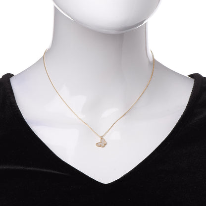 Van Cleef & Arpels 18K Yellow Gold Mother of Pearl Sweet Alhambra Butterfly Pendant Necklace 2 of 8