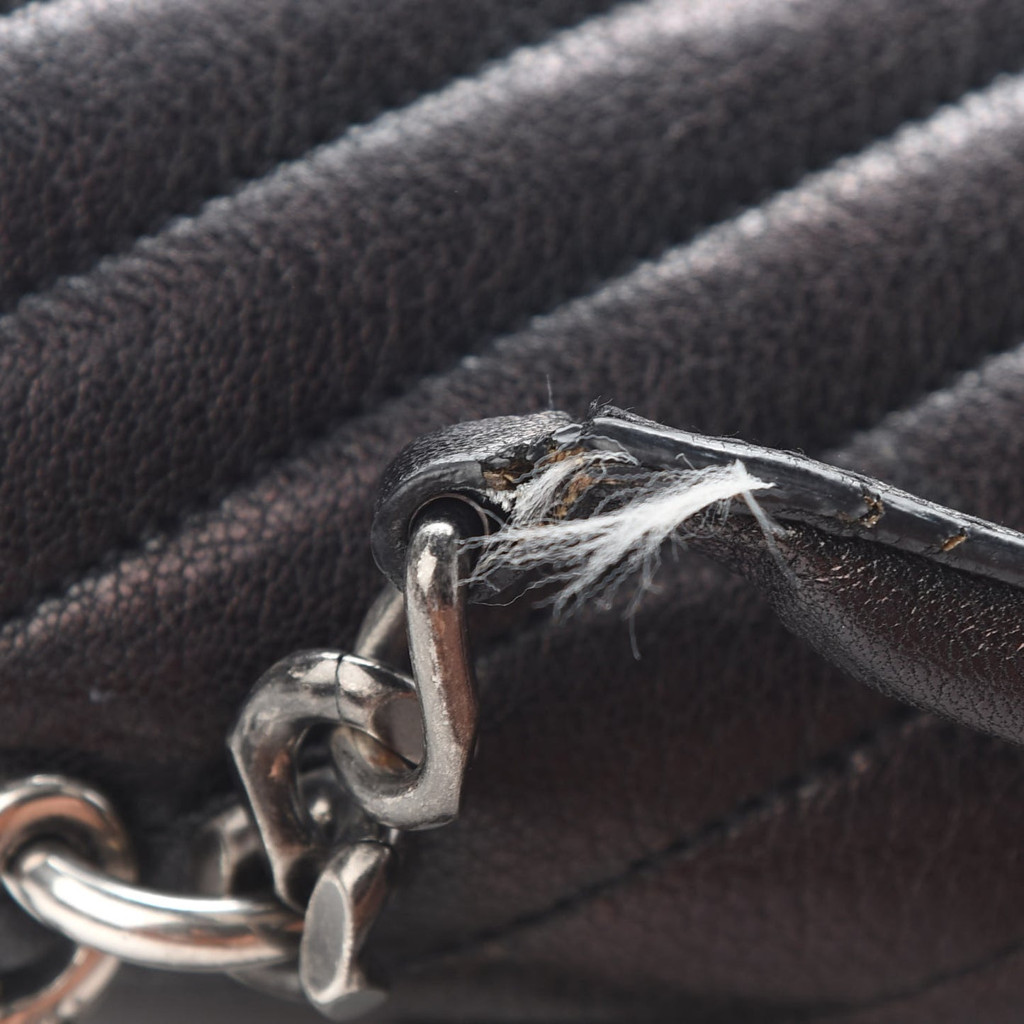 Sheepskin Matelasse Chevron Monogram Large College Satchel Black