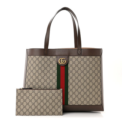 Gucci GG Supreme Monogram Web Ophidia Tote Brown 1 of 13