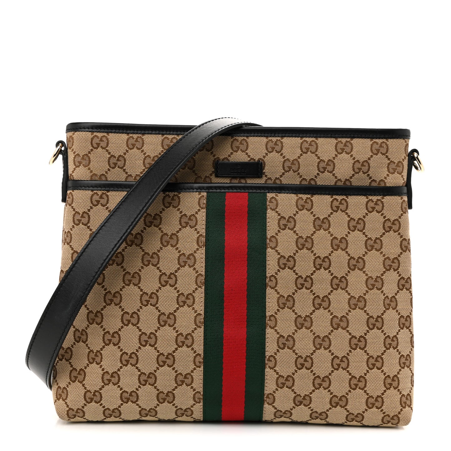 GG Monogram Web Flat Messenger Bag Black