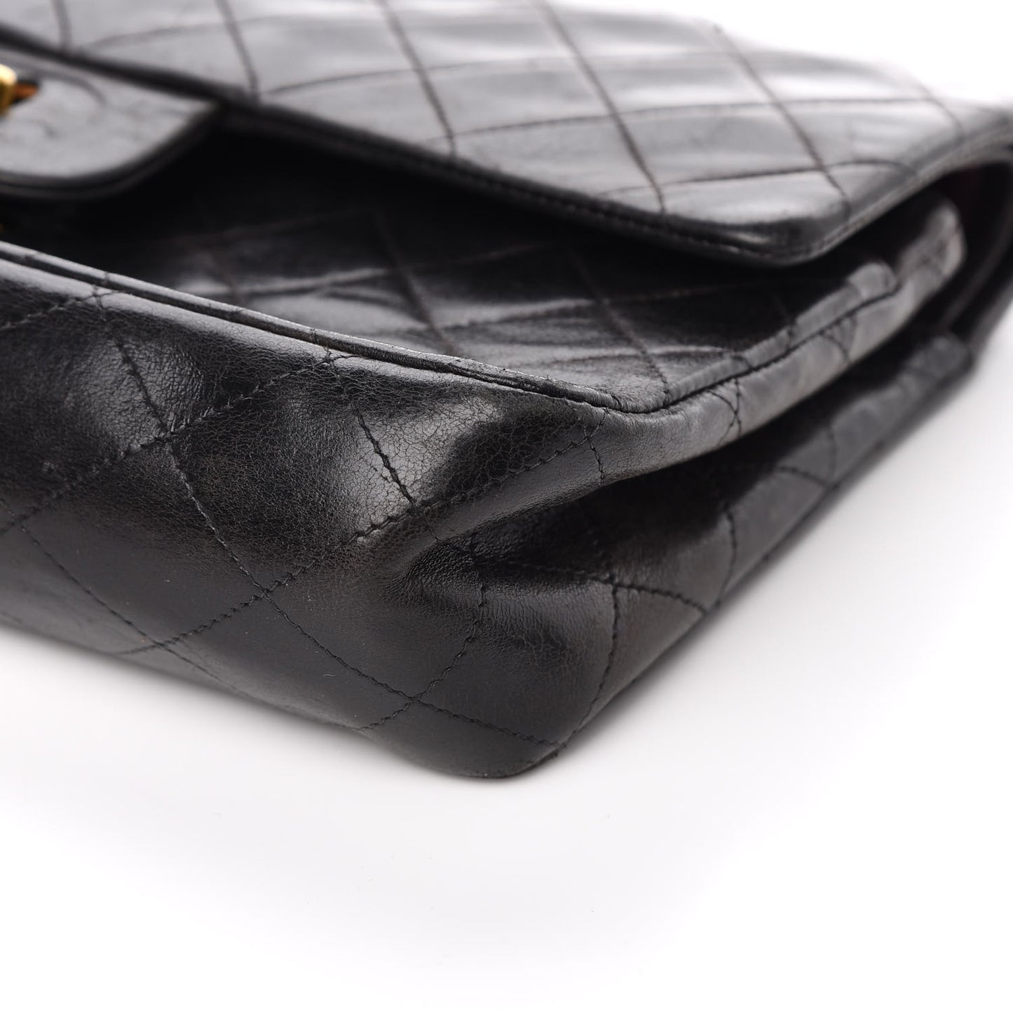 Lambskin Quilted Medium Double Flap Black