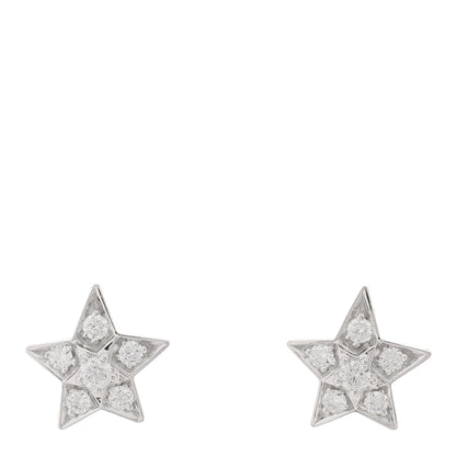 Chanel 18K White Gold Diamond Small Comete Geode Earrings 1 of 4