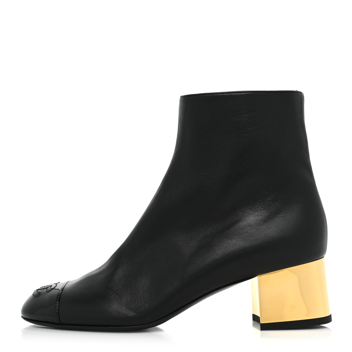 Mixed Fibers Lambskin Patent Calfskin Convertible High Boots 37 Black