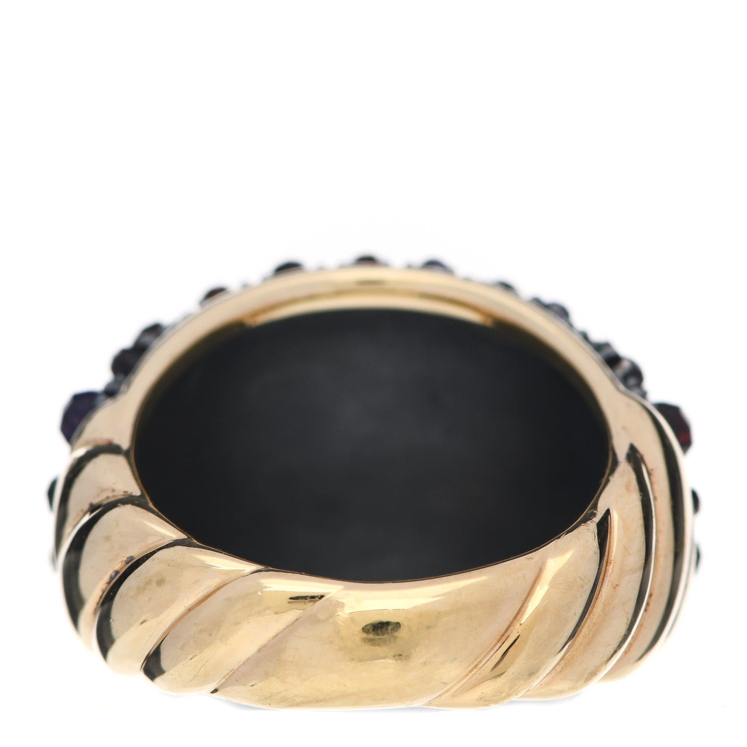 David Yurman 18K Yellow Gold Sterling Silver Diamond Spessartine Garnet Amethyst Osetra Cable Ring 57 8 4 of 6