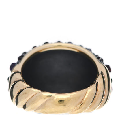 David Yurman 18K Yellow Gold Sterling Silver Diamond Spessartine Garnet Amethyst Osetra Cable Ring 57 8 4 of 6