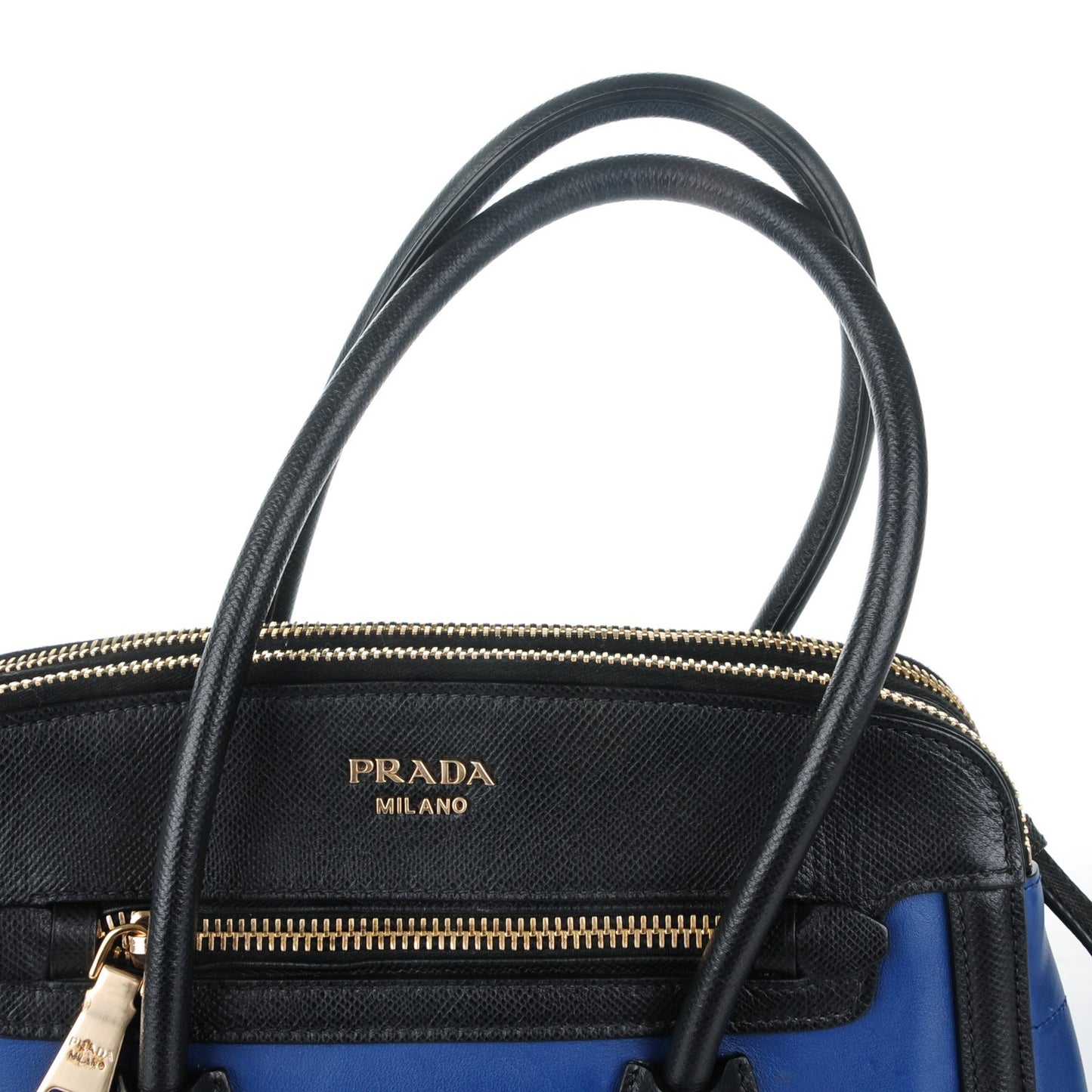 City Calf Saffiano Bi-Color Tote Bluette Black