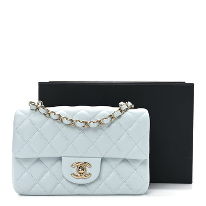Chanel Lambskin Quilted Mini Rectangular Flap Light Blue 11 of 11