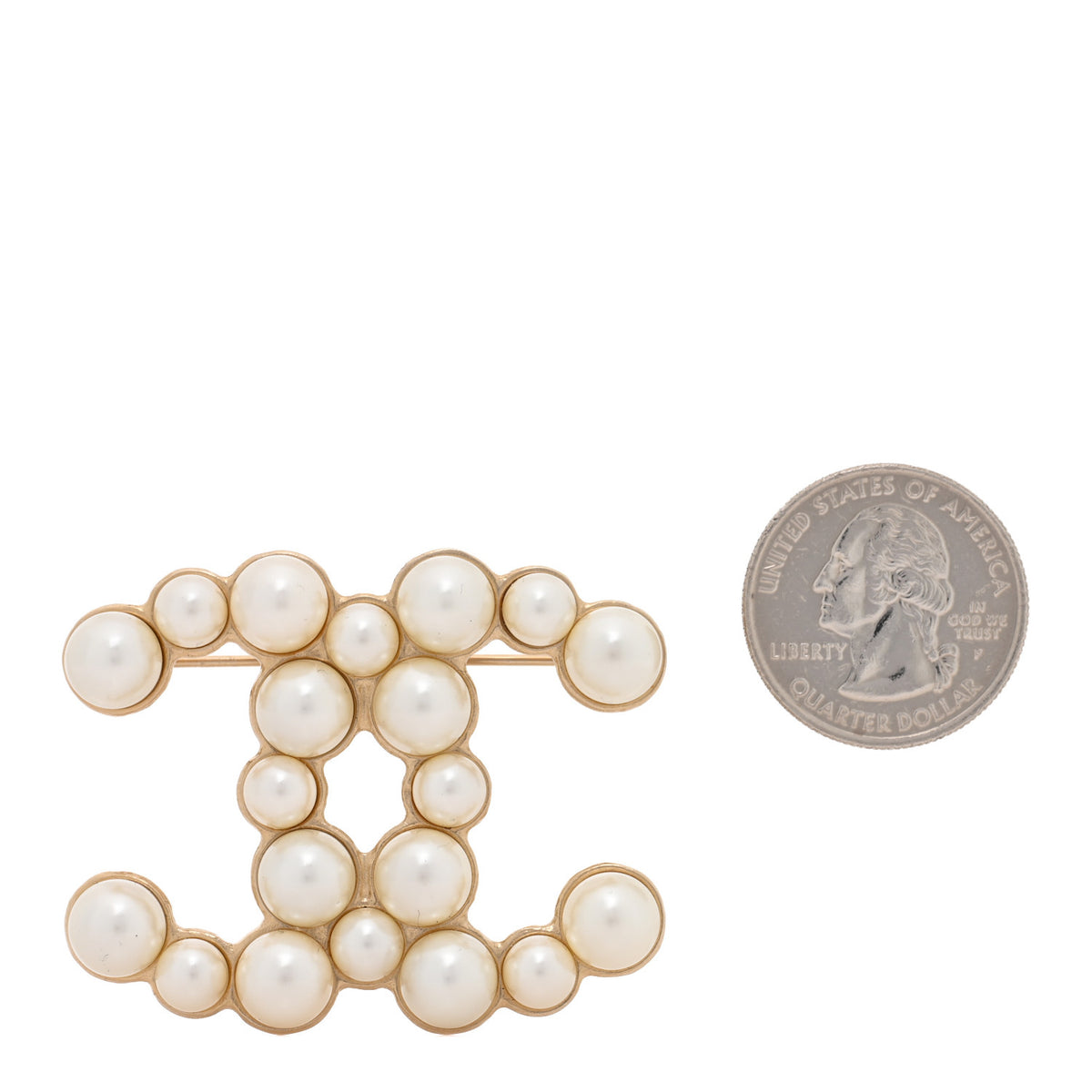 Pearl CC Brooch Gold Pearly White