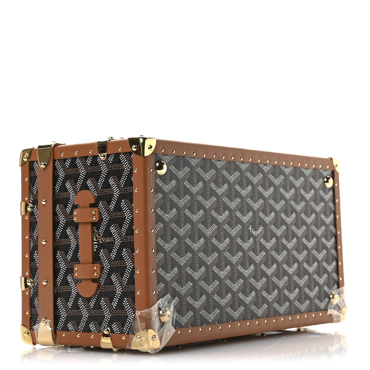 Goyardine 352 Trunk Black Tan