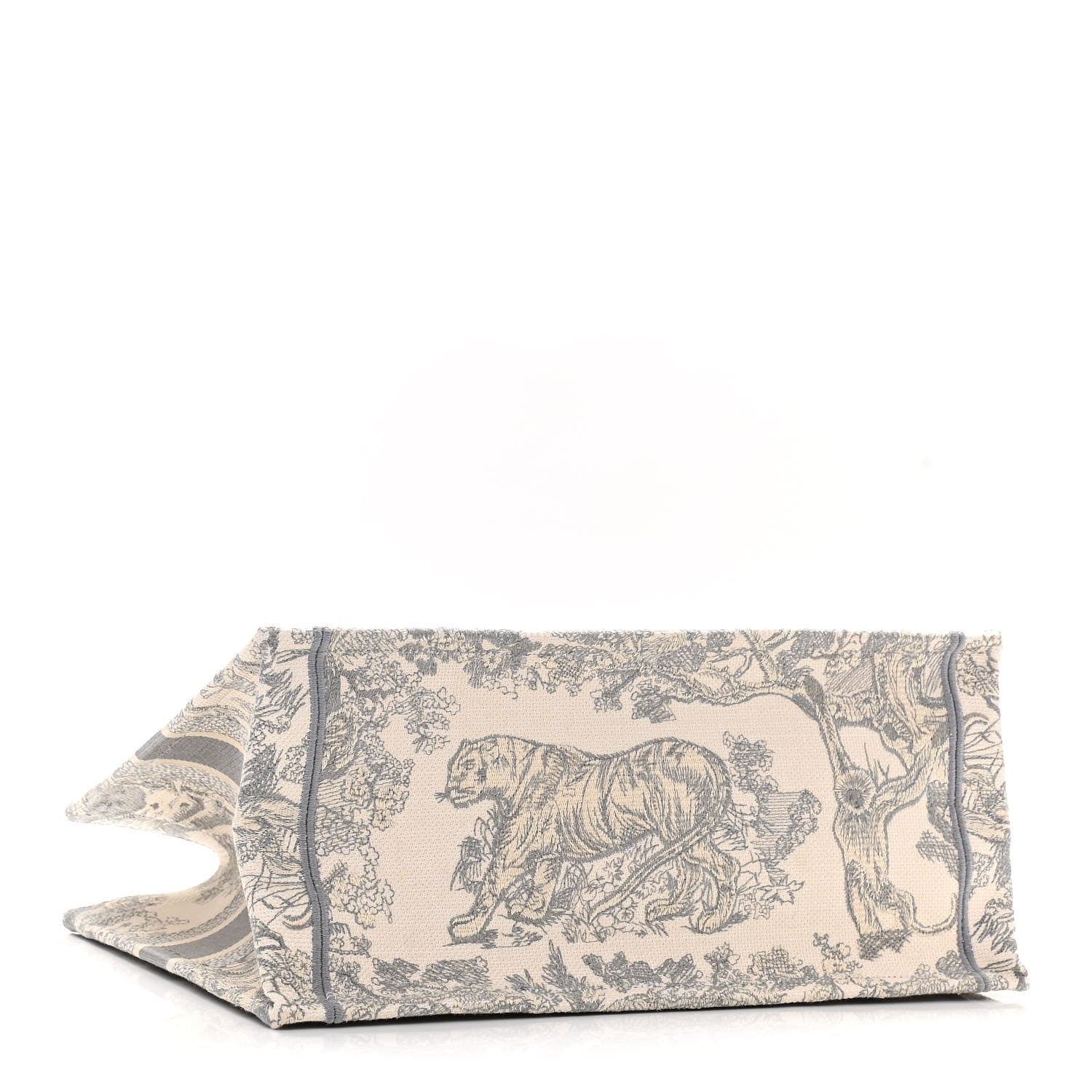 Christian Dior Canvas Embroidered Medium Dioriviera Toile De Jouy Book Tote Gray 4 of 10