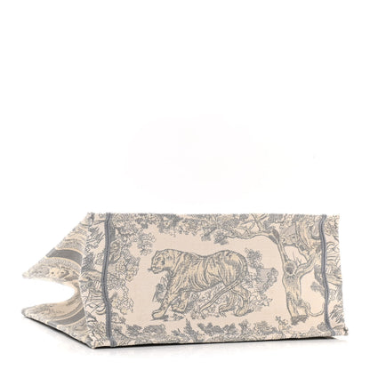 Christian Dior Canvas Embroidered Medium Dioriviera Toile De Jouy Book Tote Gray 4 of 10