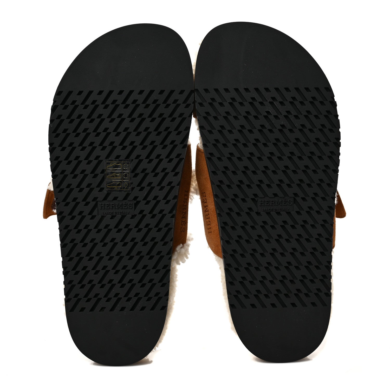 Hermes Suede Goatskin Woolskin Womens Chypre Sandals 37.5 Brun Fume Ecru 6 of 8