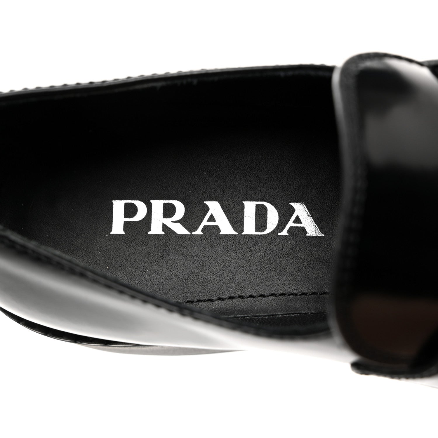 Prada Spazzolato Metal Triangle Logo 50mm Loafers 36 Black 6 of 9