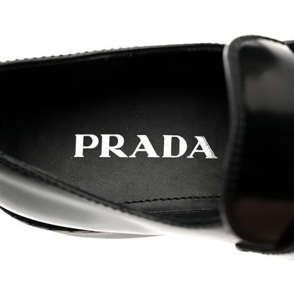 Prada Spazzolato Metal Triangle Logo 50mm Loafers 36 Black 6 of 9