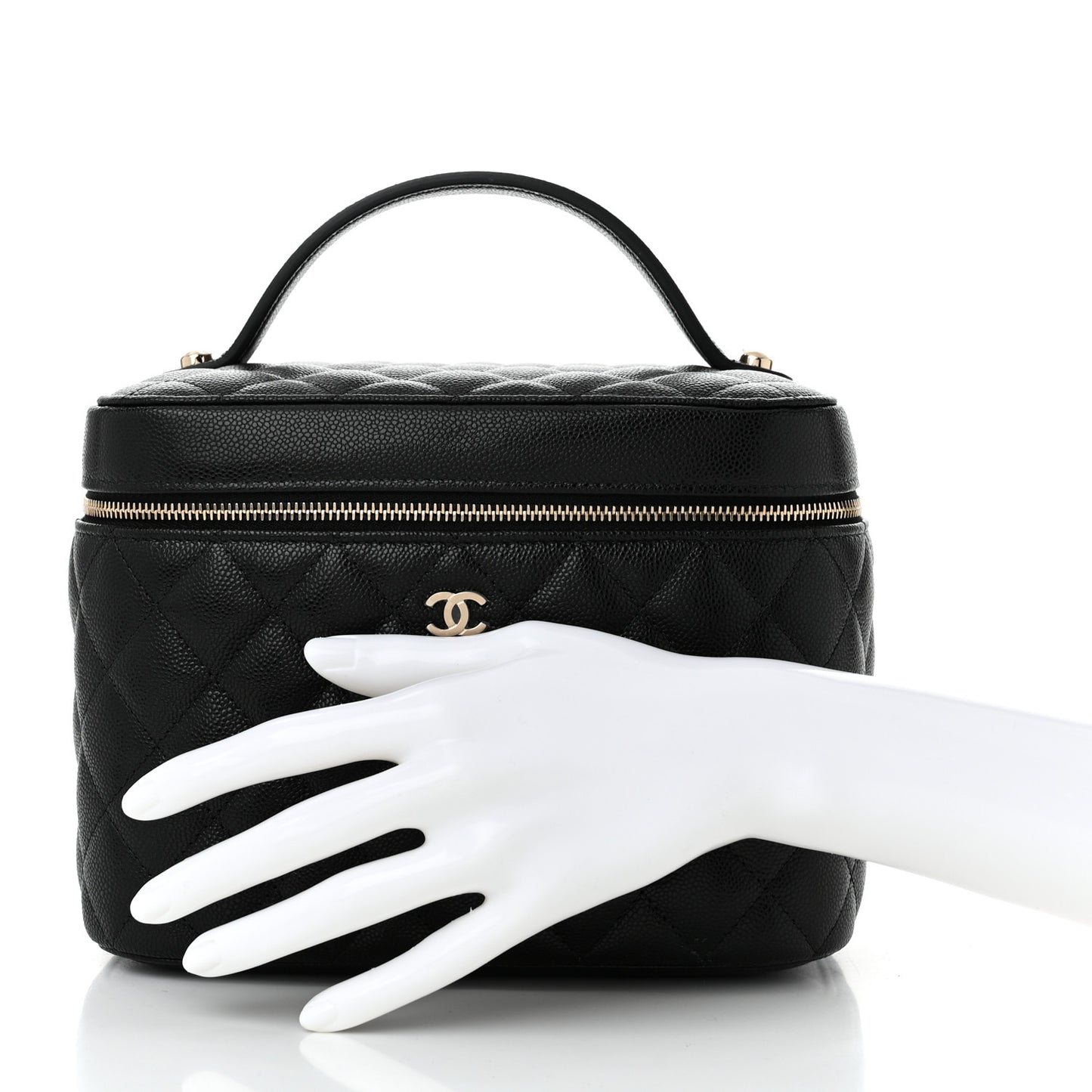 Caviar Quilted Large Vanity Pouch Black