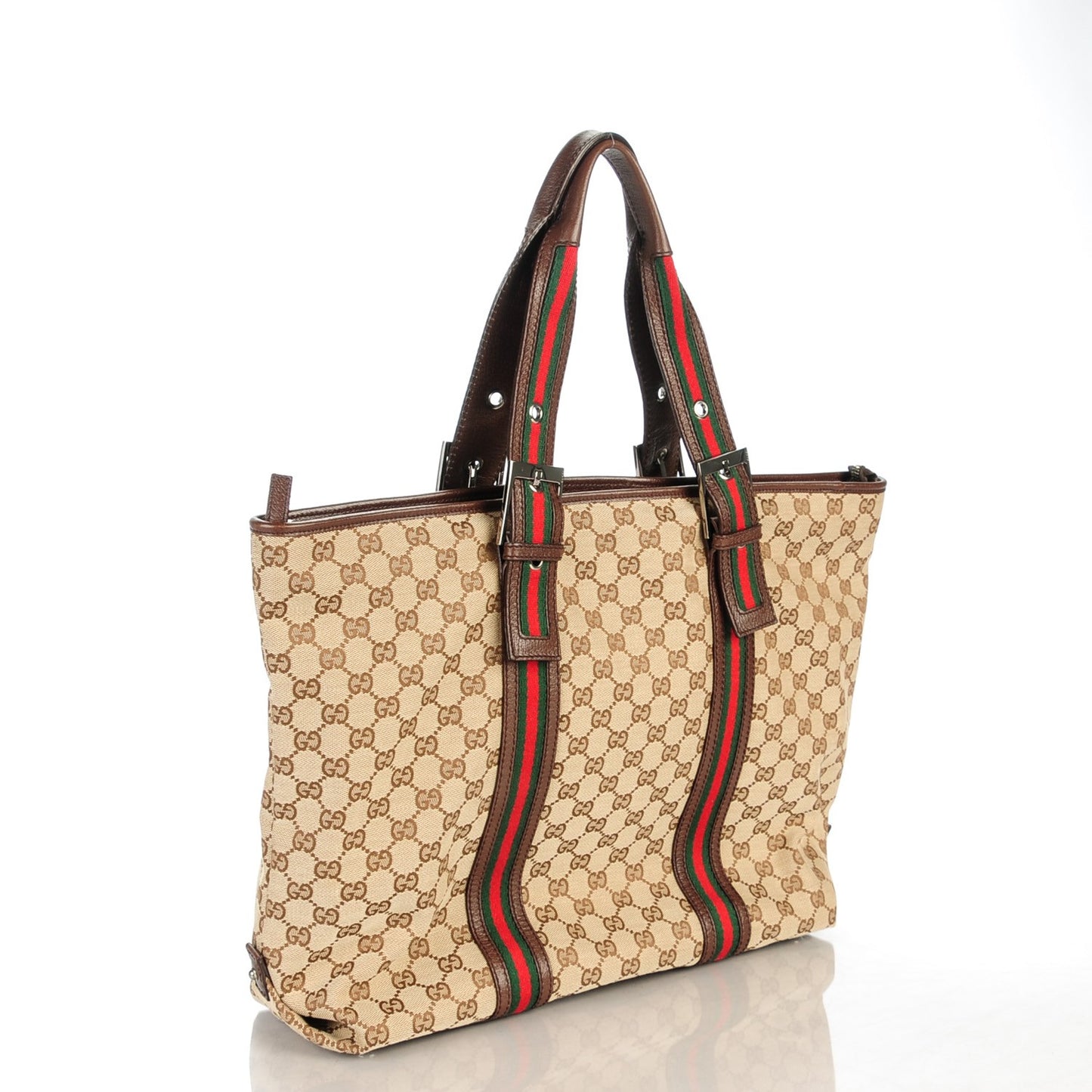 Monogram Large Web Shopper Tote Brown