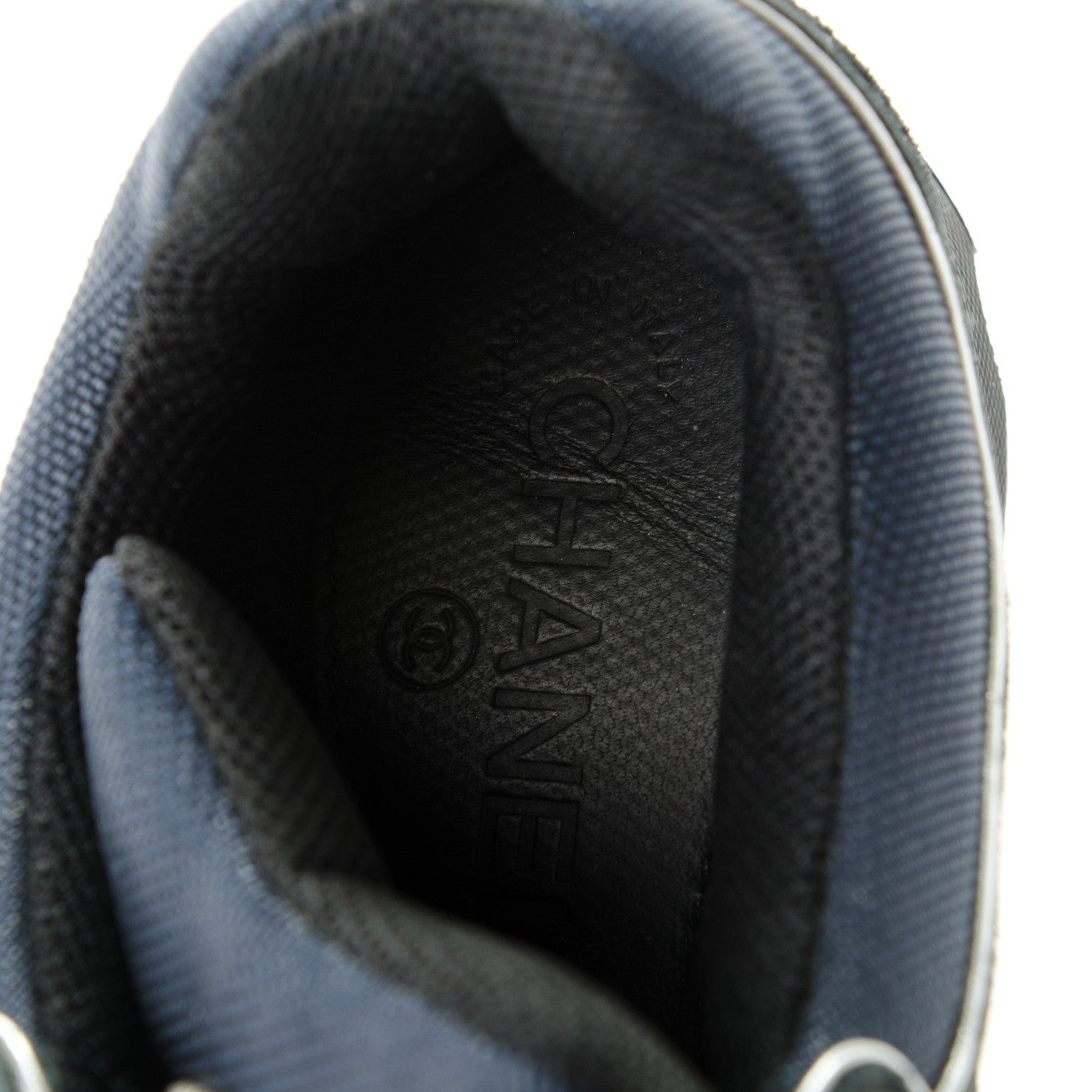Chanel Suede Calfskin CC Sneakers 40 Black Navy 6 of 7