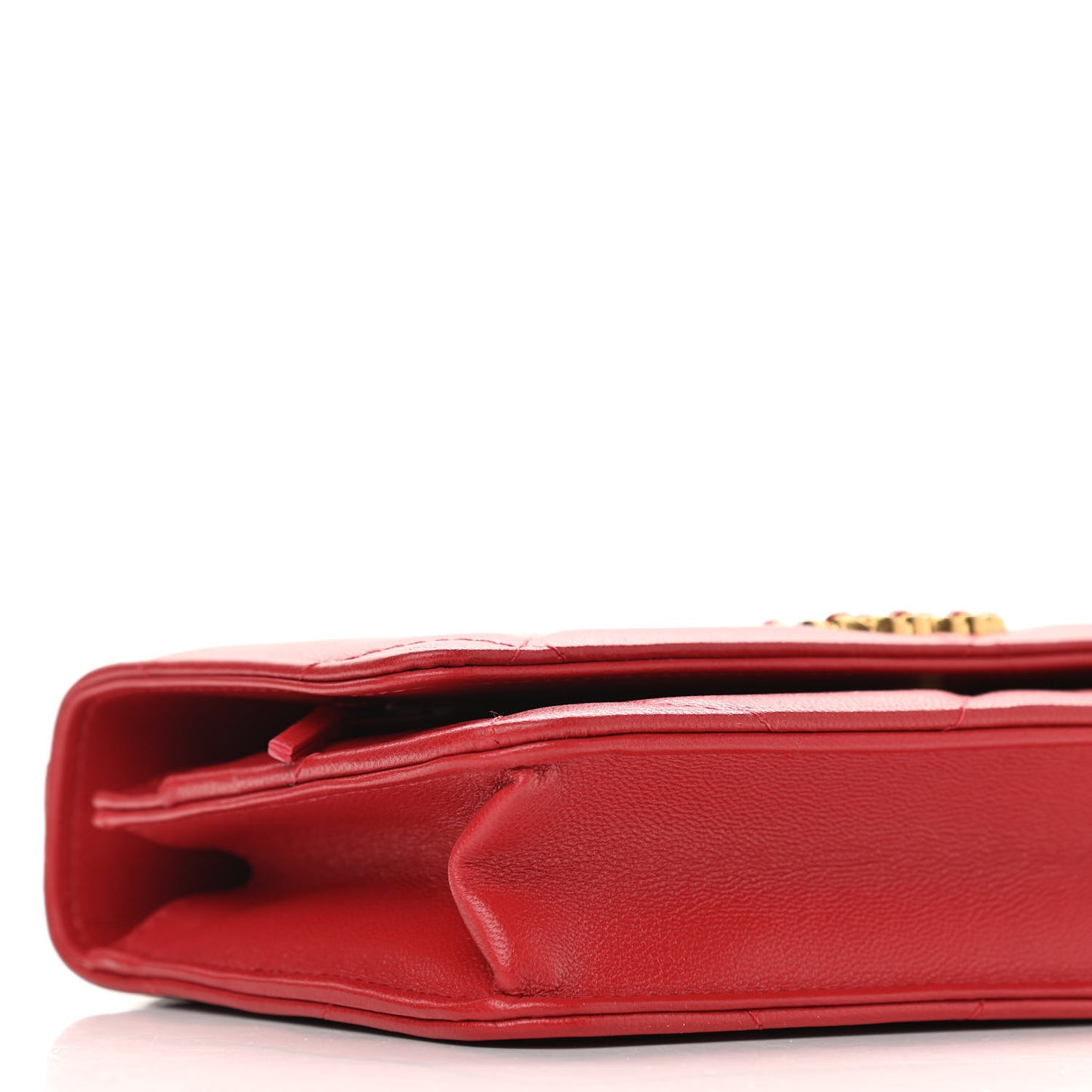 Goatskin Quilted Chanel 19 Wallet On Chain WOC Red