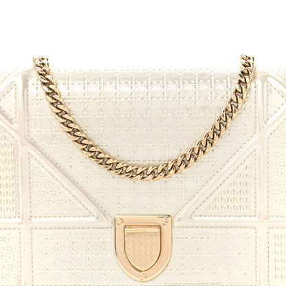 Christian Dior Patent Micro-Cannage Diorama Wallet on Chain Pouch White 7 of 10