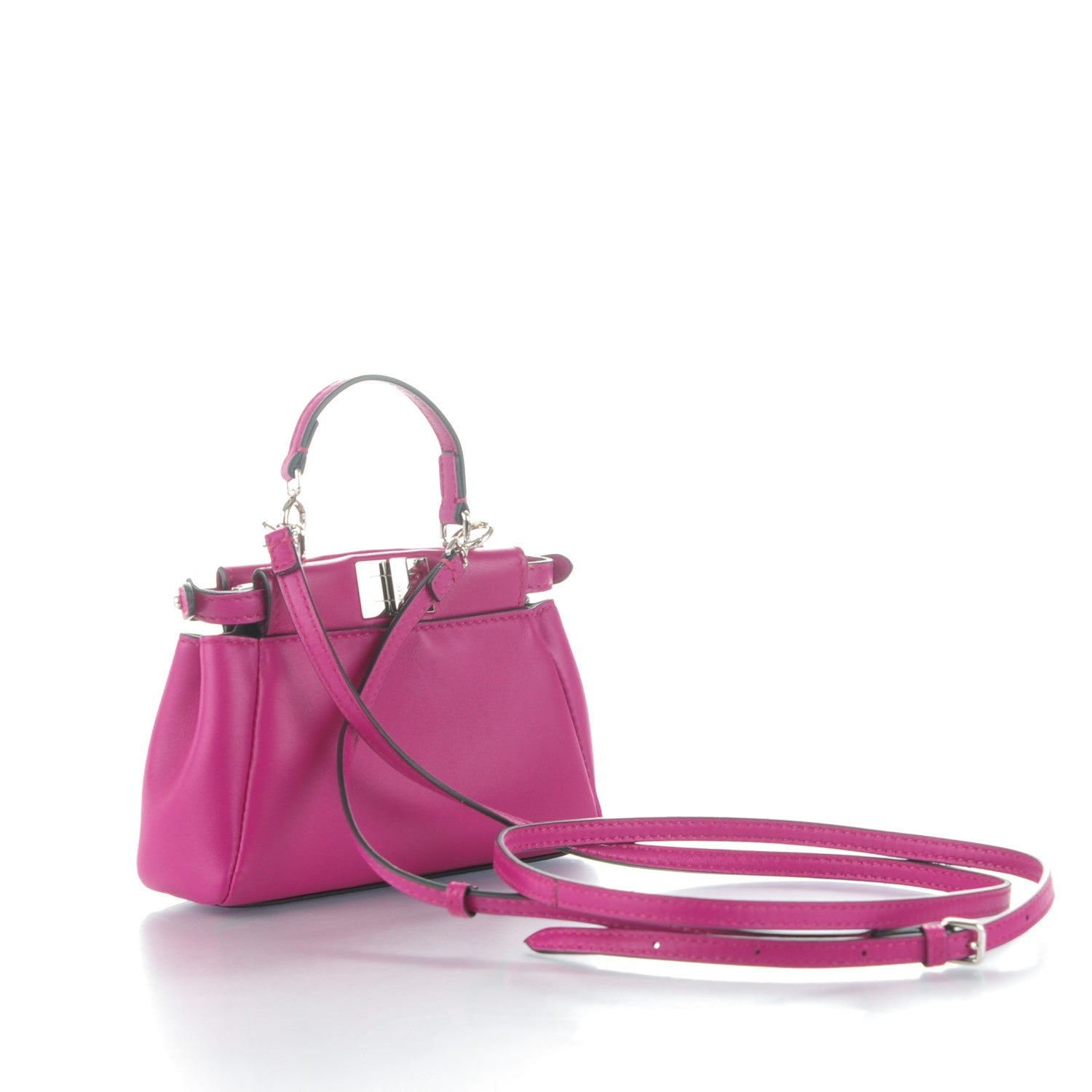 Fendi Nappa Micro Peekaboo Iconic Satchel Magenta 3 of 8