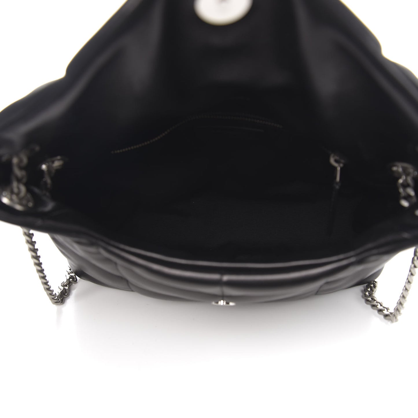 Lambskin Quilted Small Loulou Puffer Monogram Chain Satchel Black