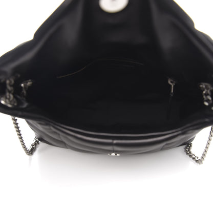 Saint Laurent Lambskin Quilted Small Loulou Puffer Monogram Chain Satchel Black 4 of 9