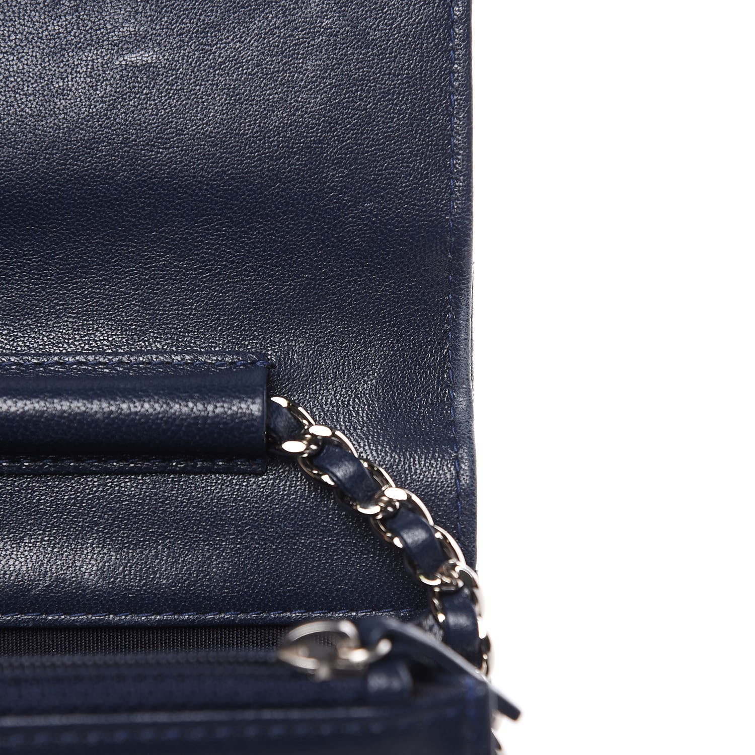 Chanel Sheepskin Quilted Mademoiselle Vintage Wallet On Chain WOC Blue 13 of 19