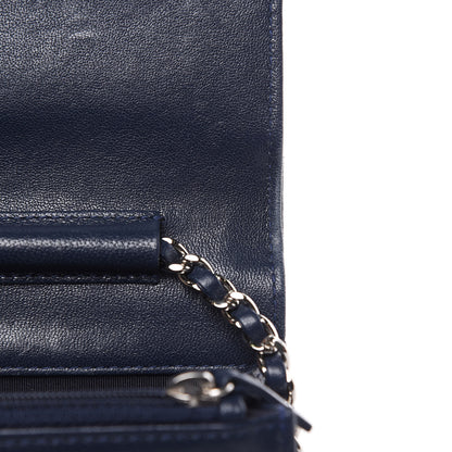 Chanel Sheepskin Quilted Mademoiselle Vintage Wallet On Chain WOC Blue 13 of 19