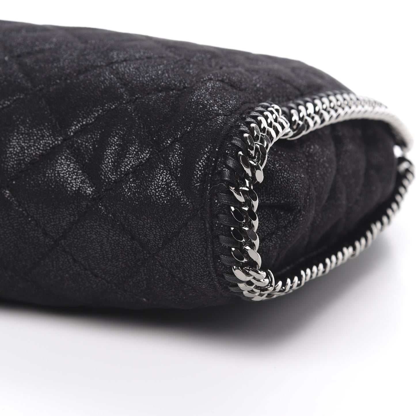 Metallic Shaggy Deer Quilted Small Falabella Tote Black