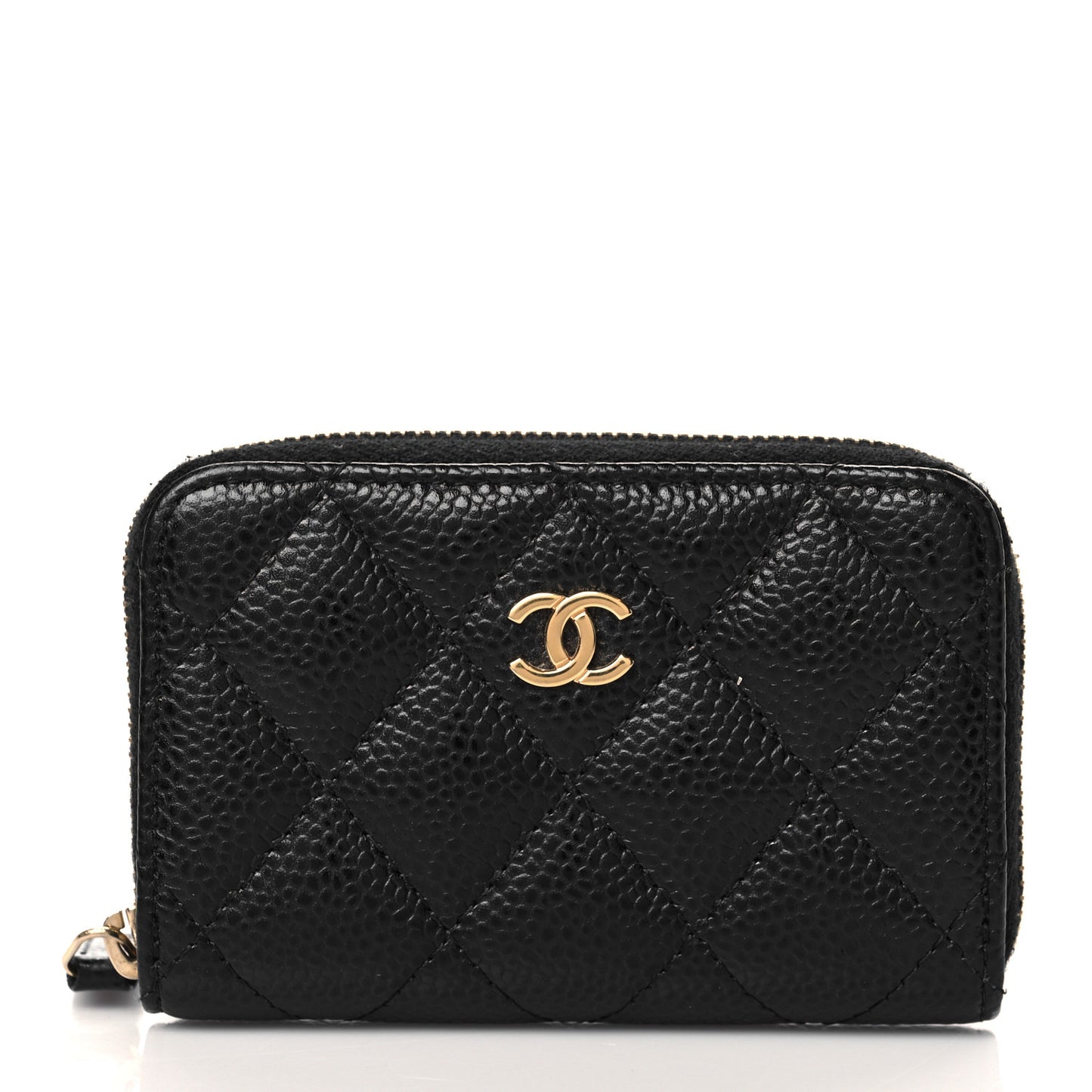Caviar Quilted Zip Coin Purse Black