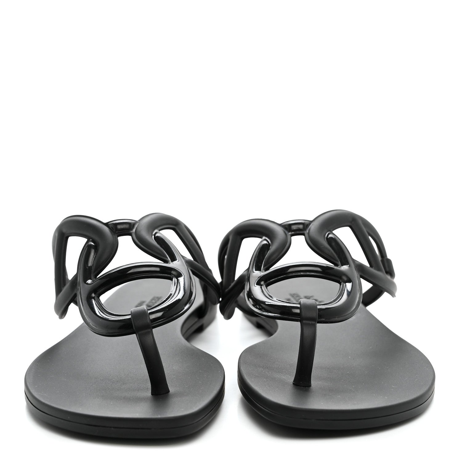 Hermes Rubber Womens Egerie Sandals 36 Black 3 of 9