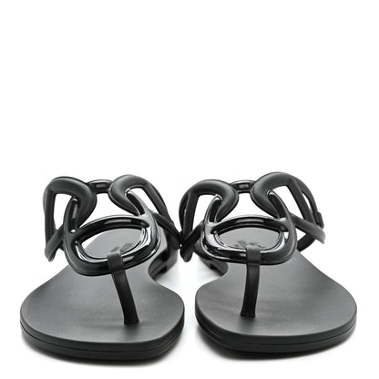 Hermes Rubber Womens Egerie Sandals 36 Black 3 of 9