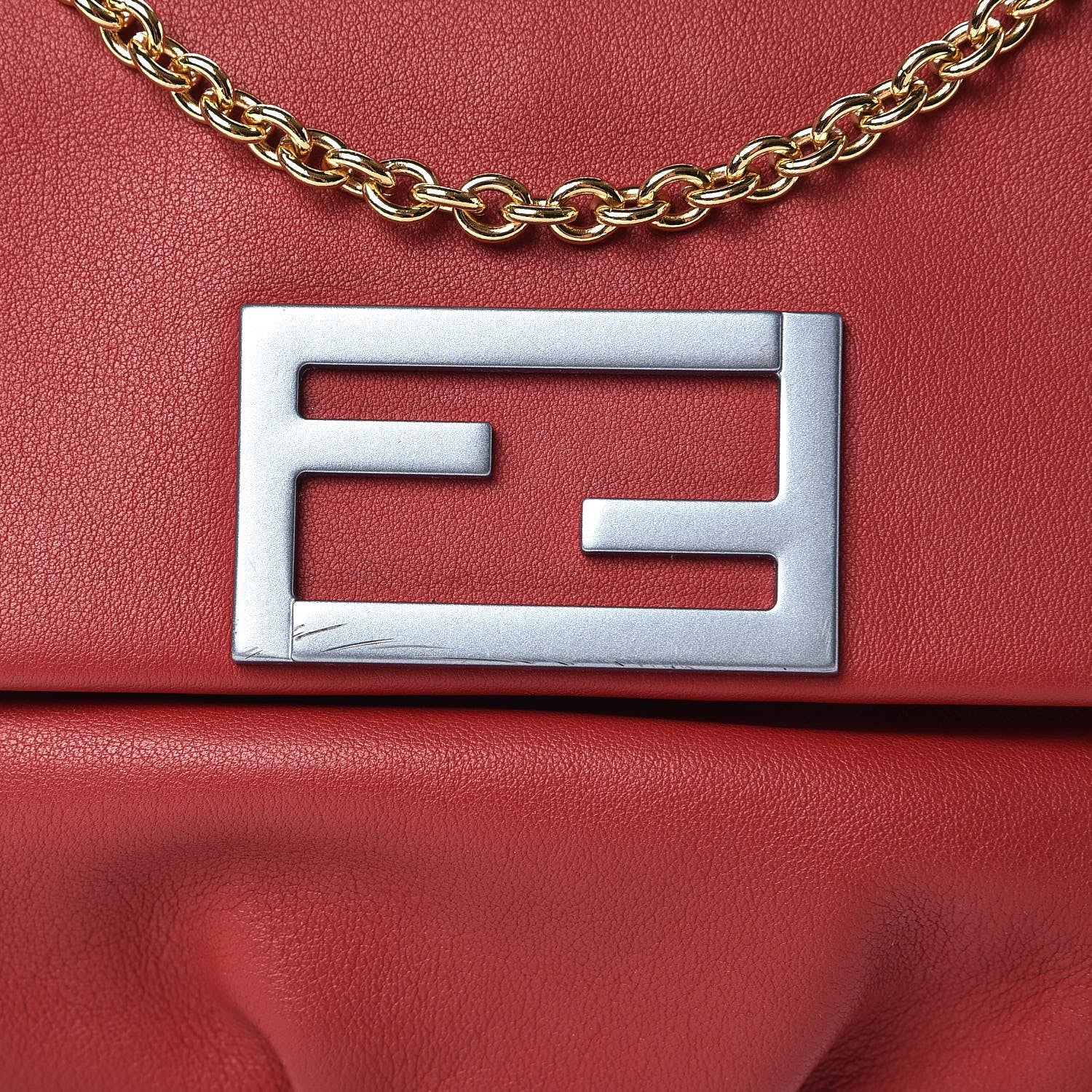 Fendi Vitello Dolce Fendista Pouchette Crossbody Mattone Plaster 8 of 8