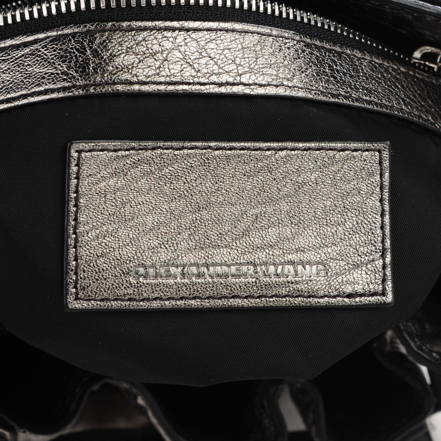 Alexander Wang Metallic Pebbled Lambskin Diego Bucket Bag Carbon Gunmetal Hardware 6 of 6