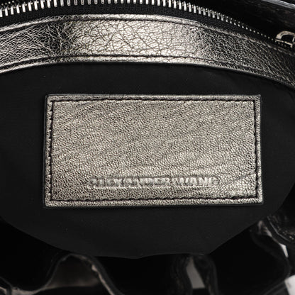 Alexander Wang Metallic Pebbled Lambskin Diego Bucket Bag Carbon Gunmetal Hardware 6 of 6