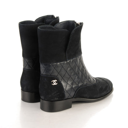 Chanel Suede Goatskin Fantasy Quilted Short Boots 35.5 Navy 5 of 8
