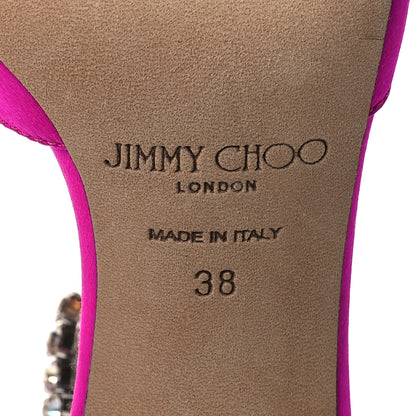 Jimmy Choo Satin Crystal Saeda 100 Pumps 38 Fuchsia 7 of 9
